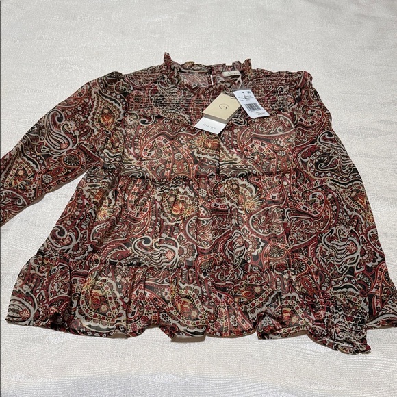 Greige Tops - Greige Multicolor Paisley Blouse
